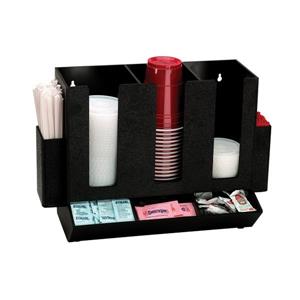 Countertop cup, lid, straw and condiment organizer - Black Polystyrene