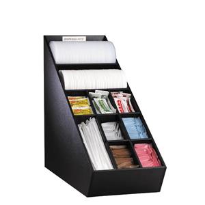 Countertop lid, straw & condiment organizer - Narrow - Black Polystyrene
