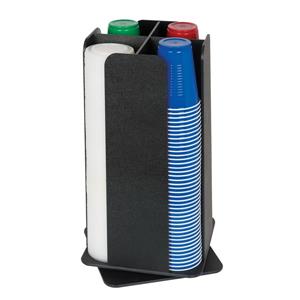 4 section countertop revolving portion cup and lid organizer - Black Polystyrene