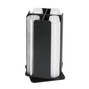 4 section countertop revolving portion cup and lid organizer - Black Polystyrene