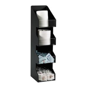 4 section countertop vertical lid & condiment organizer - Black Polystyrene