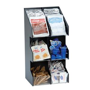 6 section countertop vertical lid & condiment organizer - Black Polystyrene