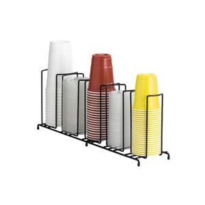 Five section wire rack cup and lid organizer.